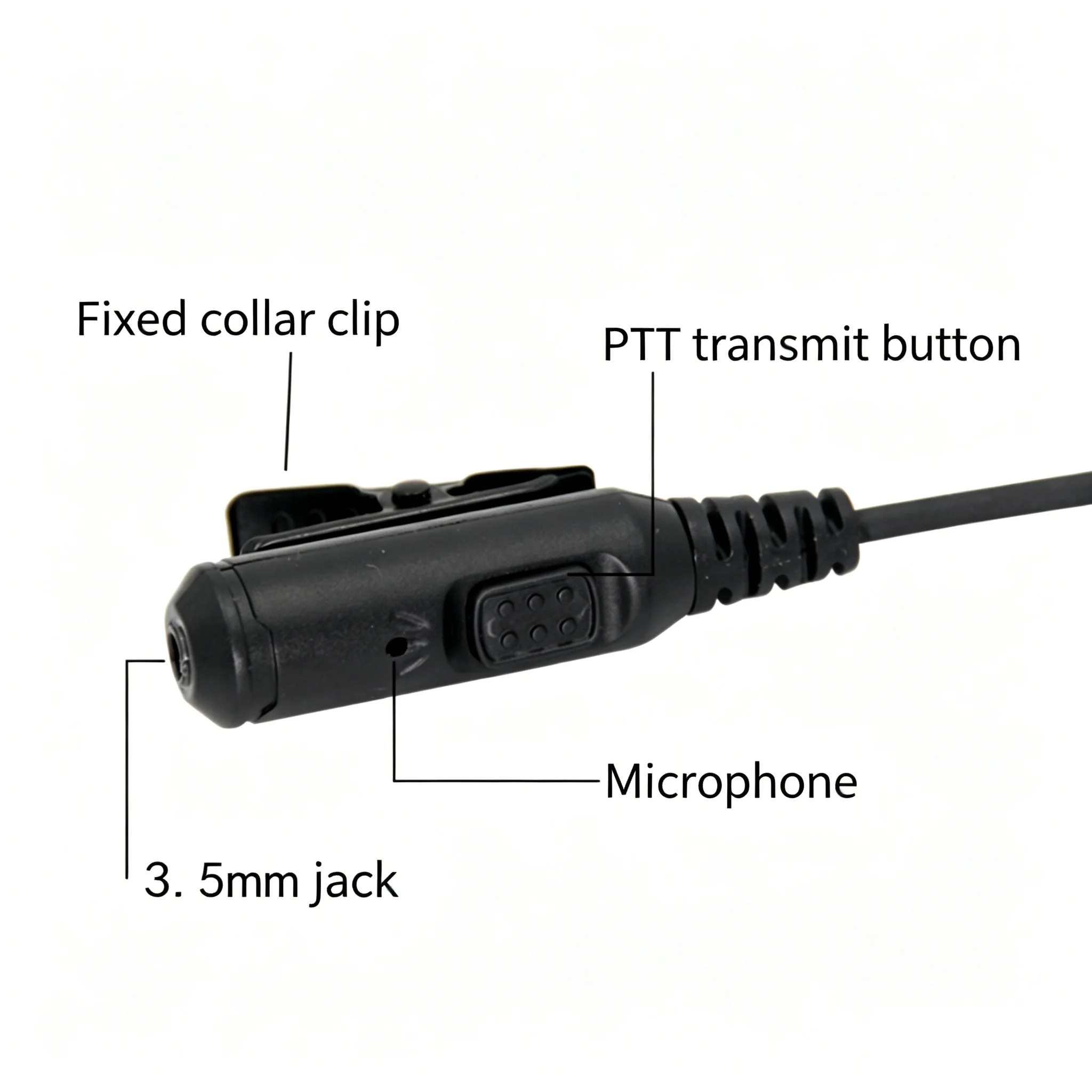 Universal 2Pin K Head to 3.5mm jack Earpiece Headset Adapter Cable With Mic PTT For KENWOOD BAOFENG  QUANSHENG TYT Walkie Talkie