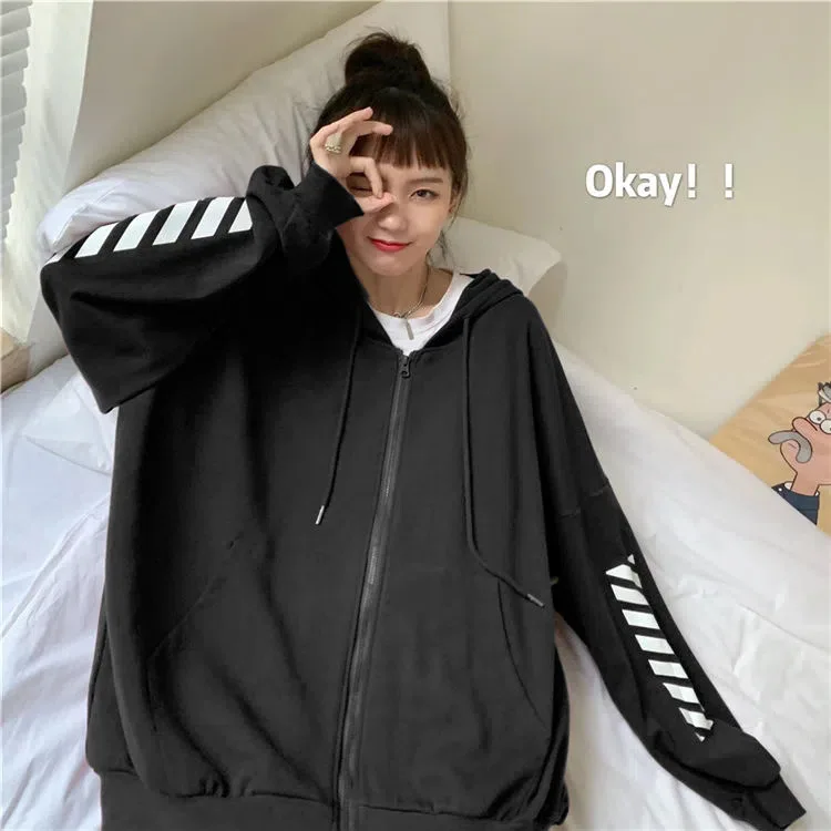 New Spring/Autumn Collection: Loose-fit, Plus-size Zip-up Fleece-Lined Hoodie – Women’s Korean-Style Hooded Top - view 5