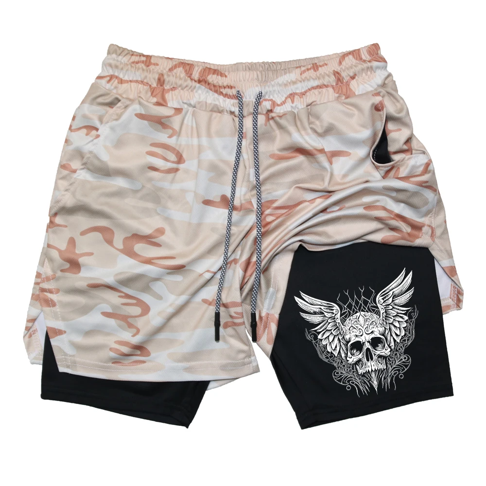 

Men's Drawstring Adjustable Athletic Shorts Printed Double Layer Shorts Comfortable And Breathable Suitable For Fitness Training