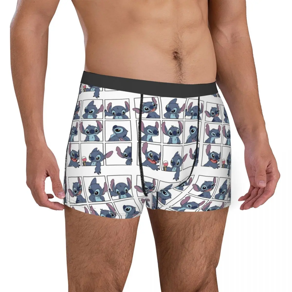 Cueca Boxer Respirável Masculina, Ultra Macia, Roupa Interior Cartoon, Imprimindo, Novidade, Emoções de Ponto, Fofa