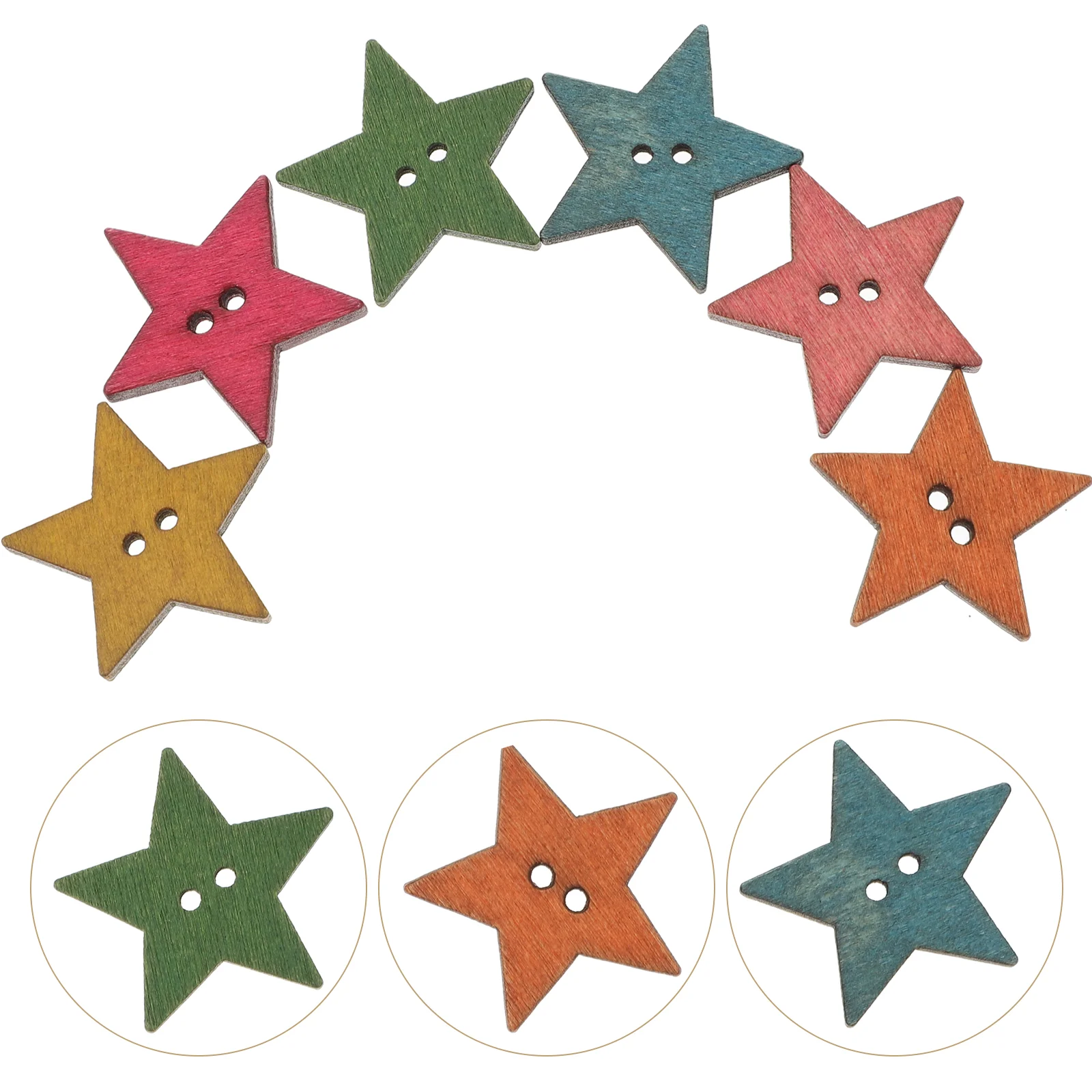 Boho Decorations Five-Pointed Star Button Retro Wooden Buttons Hand Craft Sewing