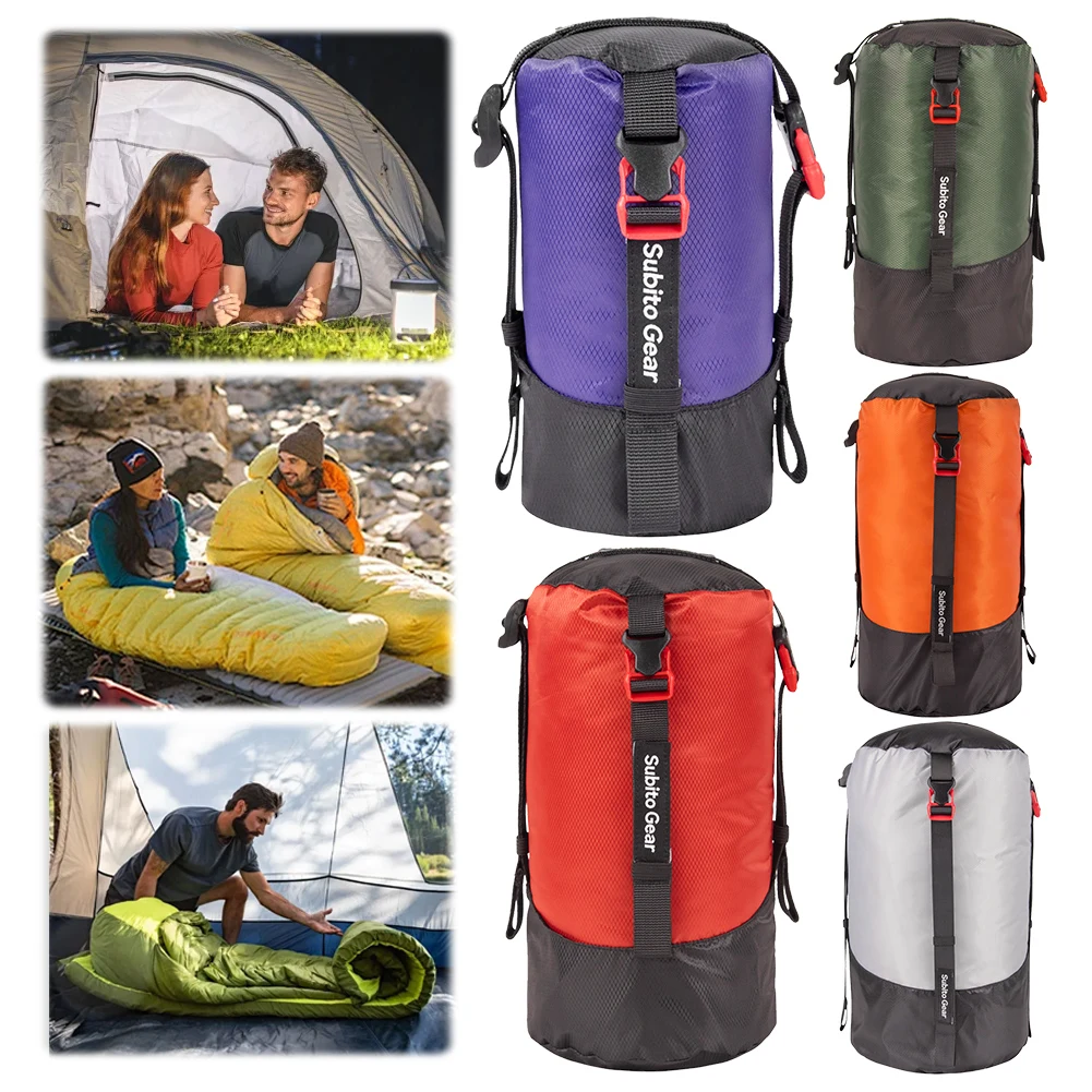 ถุงนอนผู้ใหญ่การบีบอัดกลางแจ้ง Camping กระเป๋ากันน้ําแบบพกพา Ultra-light กระเป๋า 1-25L