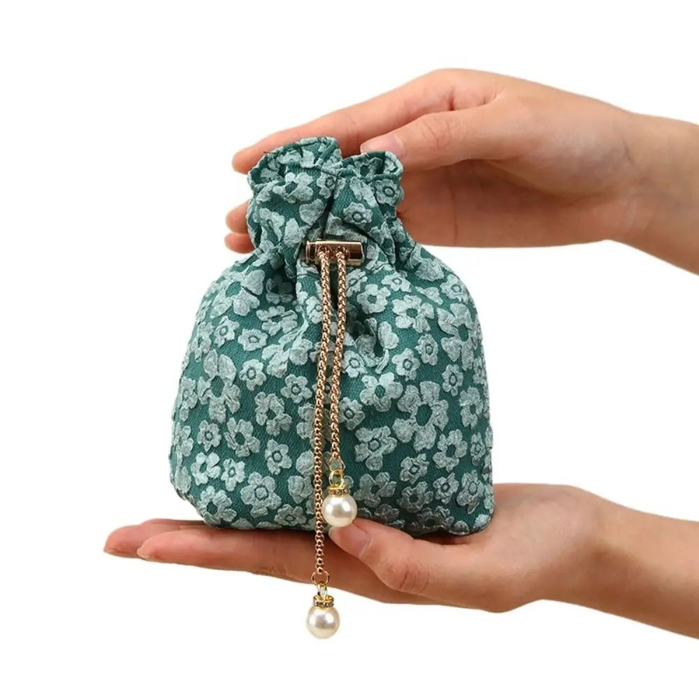 Pearl Flower Drawstring Bag Large Capacity Korean Style Festive Sugar Bag Coin Purse Wallet Jewerly Packing Bag Gift Packing Bag