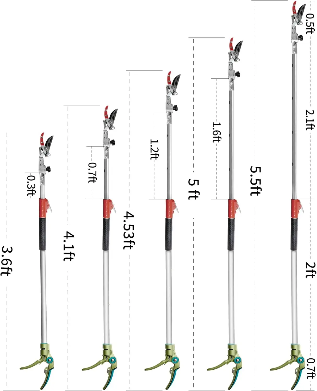 Pruner for Garden, Cut Upto 1 Inch & Hold Telescopic Pole Pruner, Fruit Picker with Rotating Blade Head, 3.67-5.45 FT, Silver