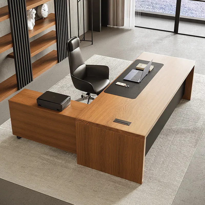 LMM solid wood advanced sense modern simple large countertop female boss desk light luxury with side cabinet