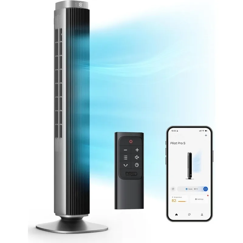 

Башенный вентилятор для спальни, 90 ° Осциллирующий стоячий вентилятор с дальним потоком воздуха 40 футов, сверхтихий двигатель постоянного тока 25 дБ, скорость 28 футов/с, 12 S