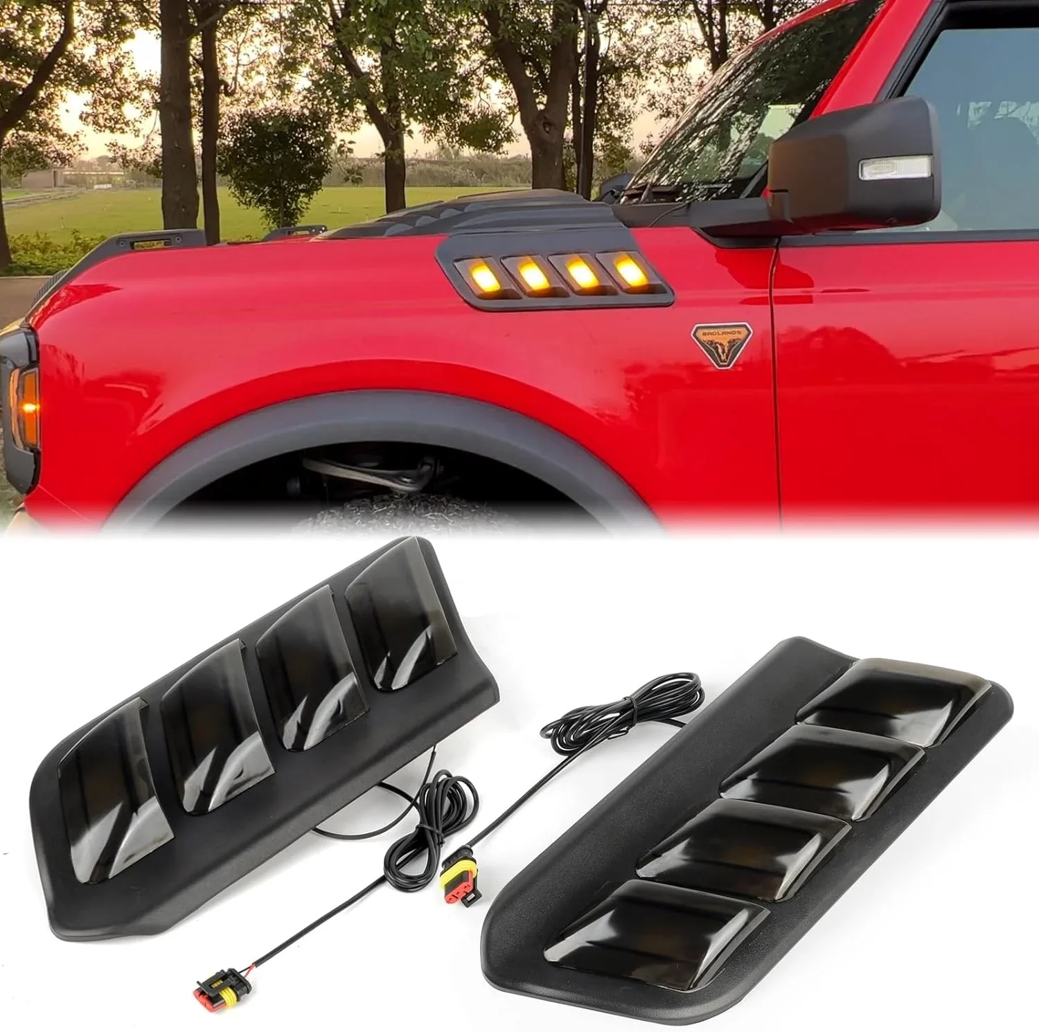 Hood Side Marker Lights Turn Signal  for Ford Bronco Accessories 2021-2024