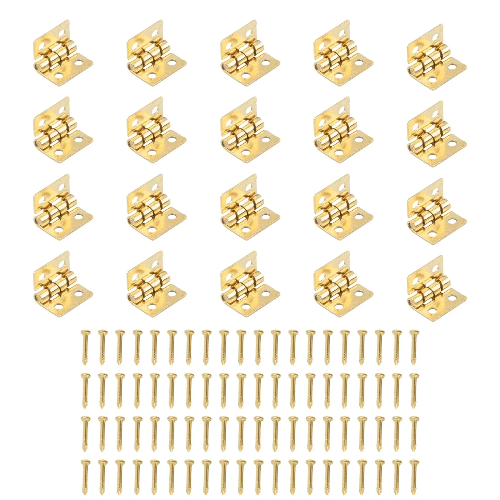 20 Pcs Hinge 80* Screws Set Brass Plate 10*8mm For Jewelry Wooden Box Craft Case Cabinet Door Hardware Furniture Accessories
