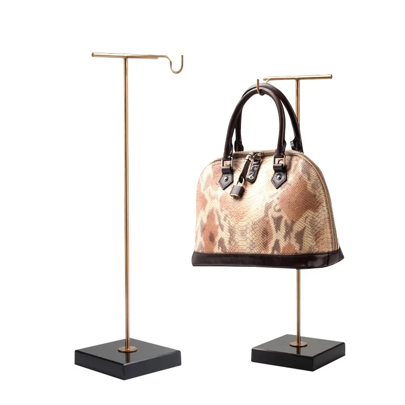 

custom.Bag Store Polished Gold Metal Stainless Steel Hanging Women Bag Holder Adjustable- Bar Handbag Rack Display Stand