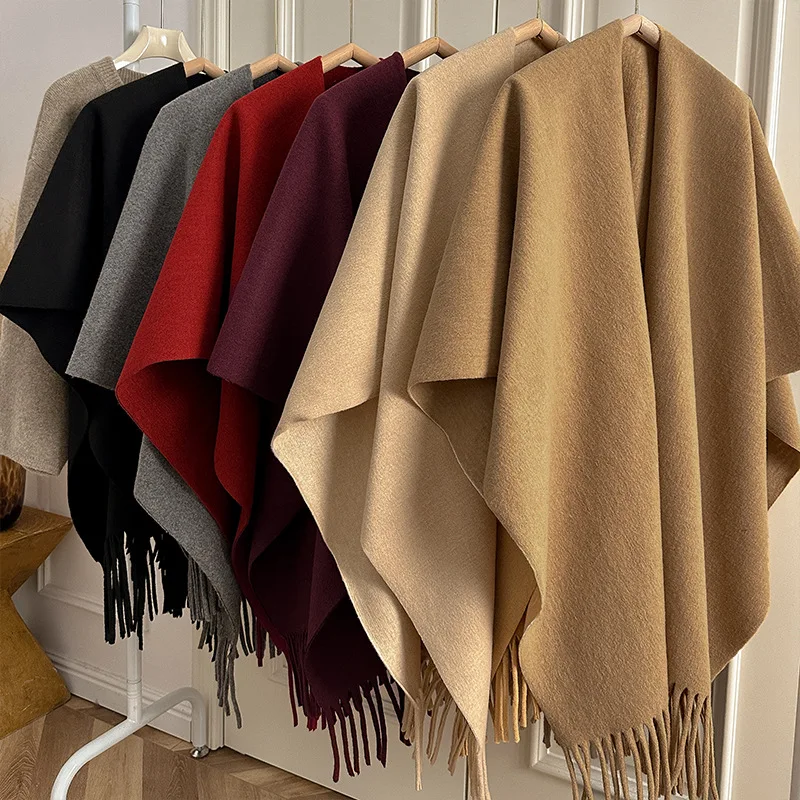 جديد شتاء دافئ المعطف الفاخرة تقليد أوشحة كشميرية الصلبة شال أنيق التفاف السيدات بطانية فولارد الباشمينا باندانا وشاح