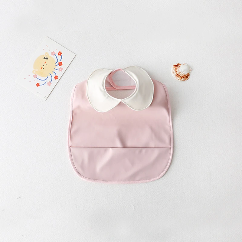 Baberos de estilo nórdico para bebé, babero de PU suave e impermeable, protección de comidas, paño para eructar con bolsillo, fácil de limpiar
