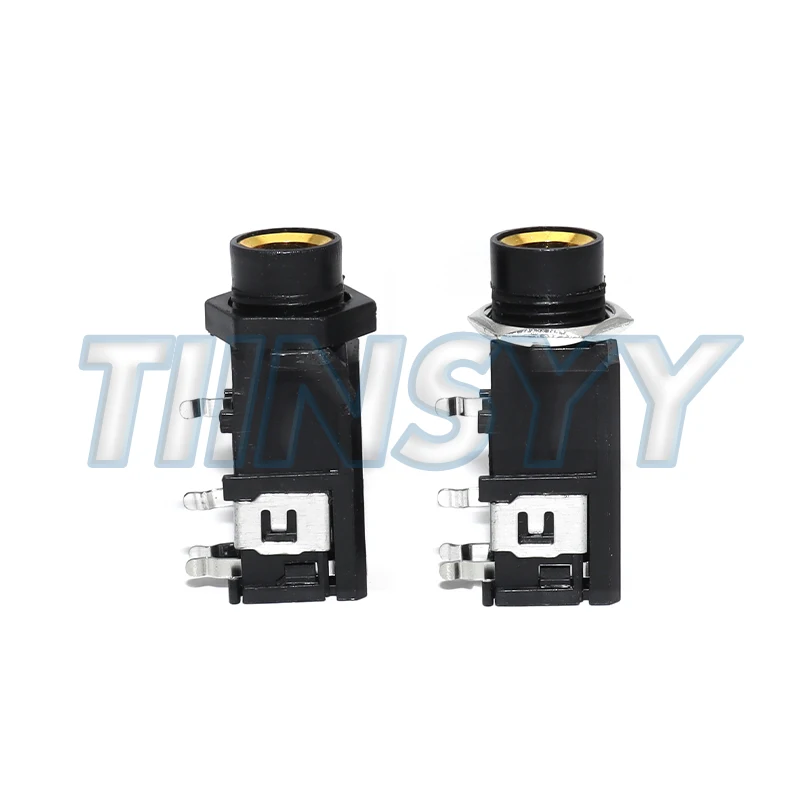 5PCS DIY 6.35mm / 6.5mm Jack Gold Plated 4P Stereo Dual Channel Microphone Socket 6.35 /6.5 Audio Straight jack Connector