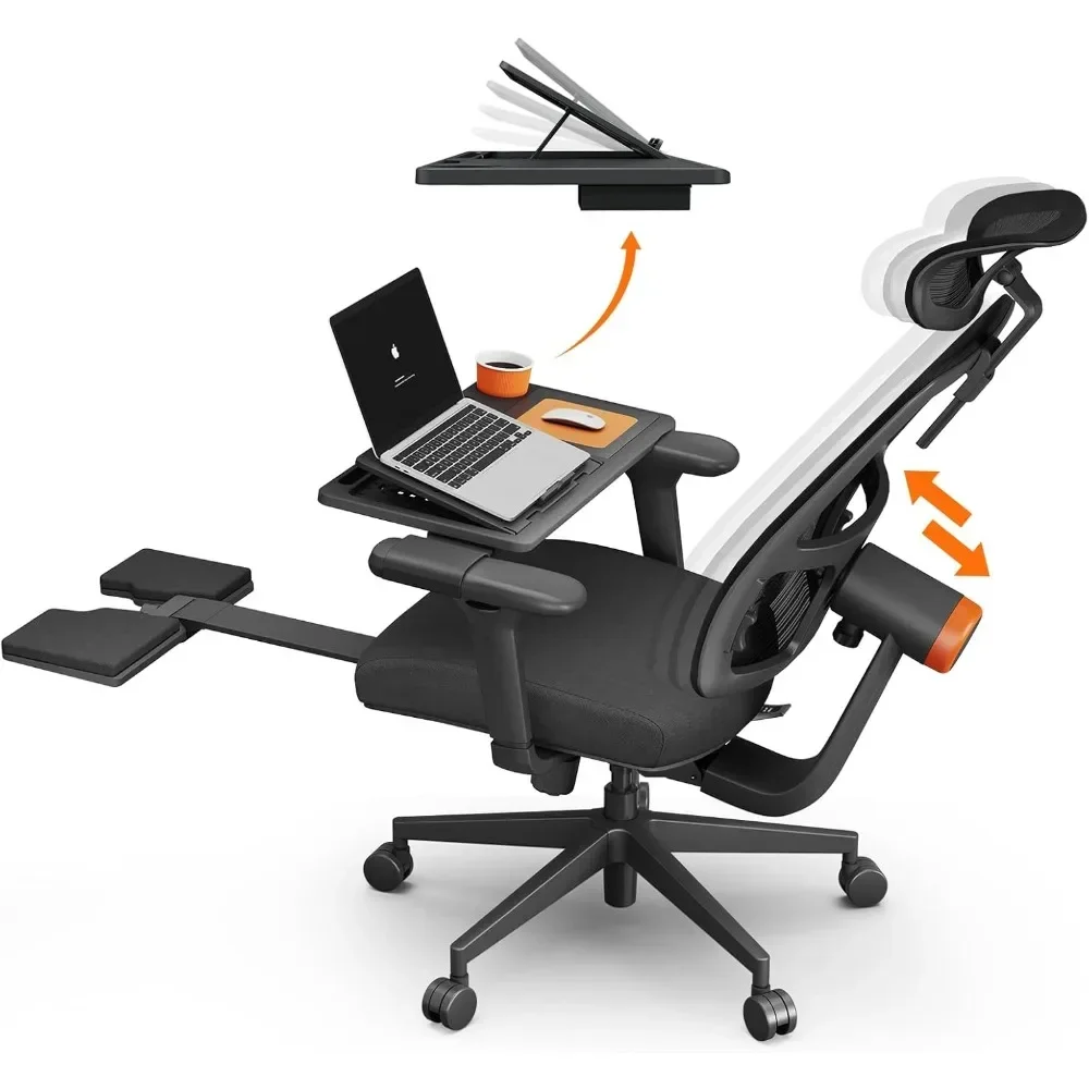 

Office Chair Ergonomic & Laptop Table - High Back Desk Chair with Footrest, Auto-Following Lumbar Support, 4D Armrest