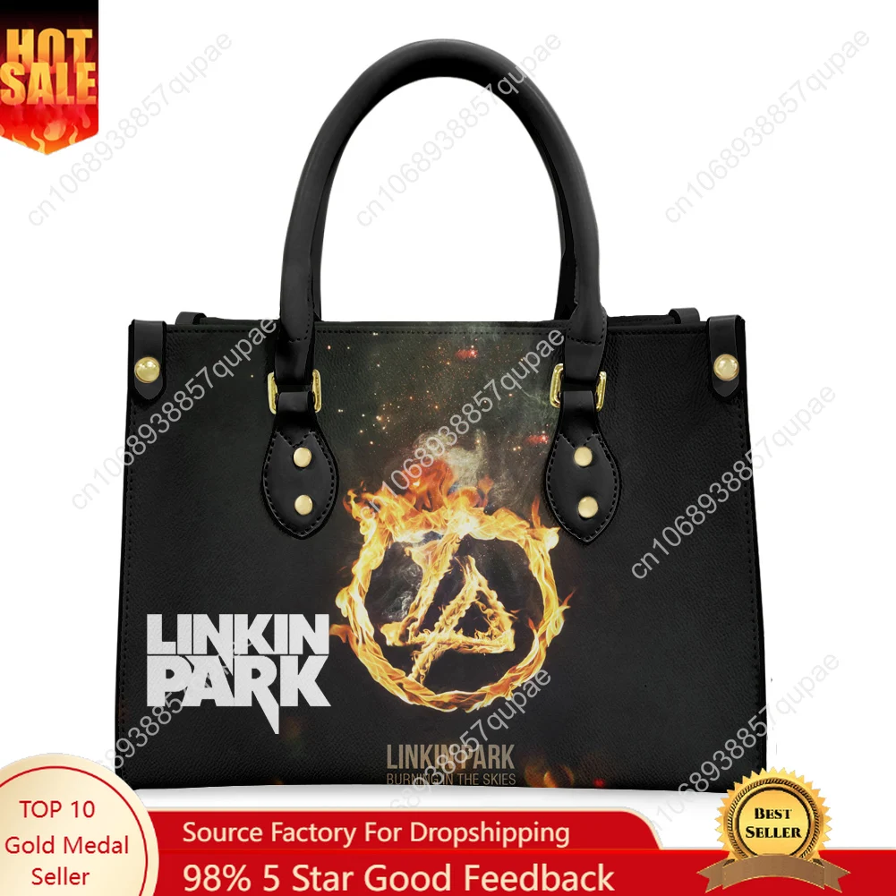 

Linkin Park Rock Band Tote Bag Purse Womens Mens Personalized Text Image PU Leather Handbag Business Shopping Gift Bags