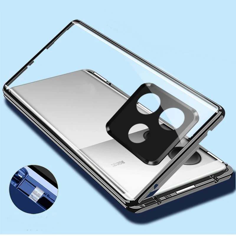 

Metal Magnetic Phone Case For OPPO A3x A6t A6S A6x A5x A5i A6C A5 Pro 4G 5G Double Sided Tempered Glass Lens Protection Cases