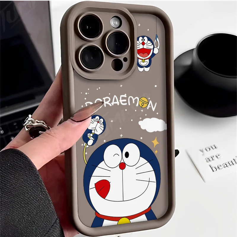 Cartoon Anime Doraemon Case for iPhone 14 15 Pro Max 13 12 11 X XS XR 7 8 Plus SE 2020 Soft Matte Printing Protective Back Cover