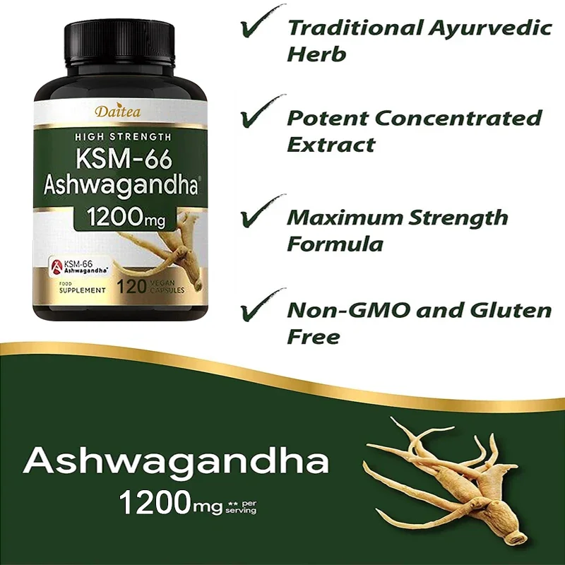 KSM-66 Ashwagandha Root Powder Extract, High Potency Black Pepper, Stress Relief, Adrenal & Thyroid Support - Vegetarian Non-GMO