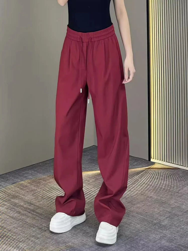 

Fall 2025 High-End Lazy Sle Red Straight Leg Loose Luxury Sports Casual Pants Men's Wide Leg Trousers Busin Casual