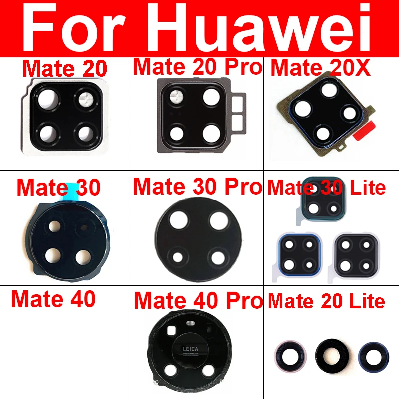 Back Camera Glass Lens For Huawei Mate 20 30 40 Pro 20X 30Lite Rear Camera Glass Lens Cover With Adhesive Sticker Repair Parts