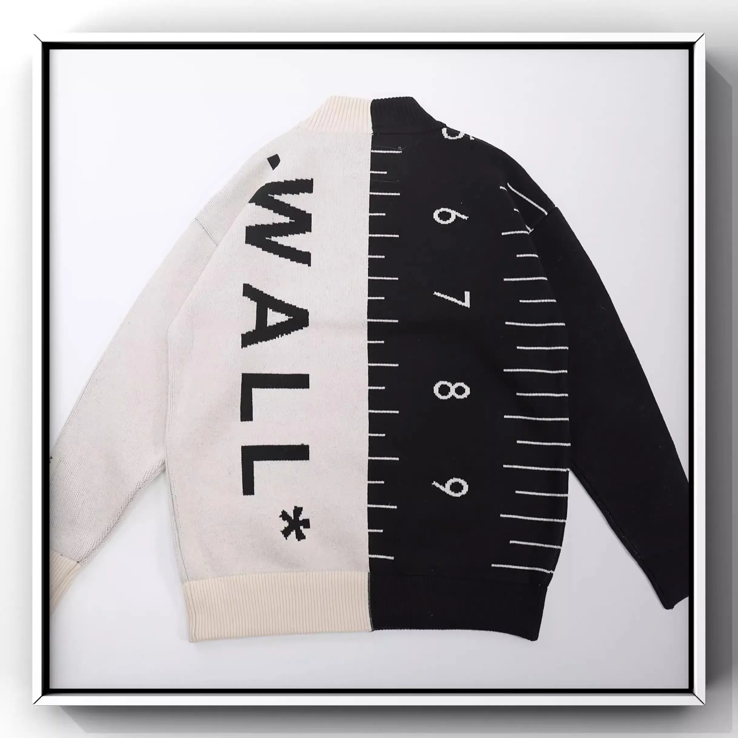 2024 A Cold Wall ACW black and white rectangular ruler spliced with large letters sweater MY721