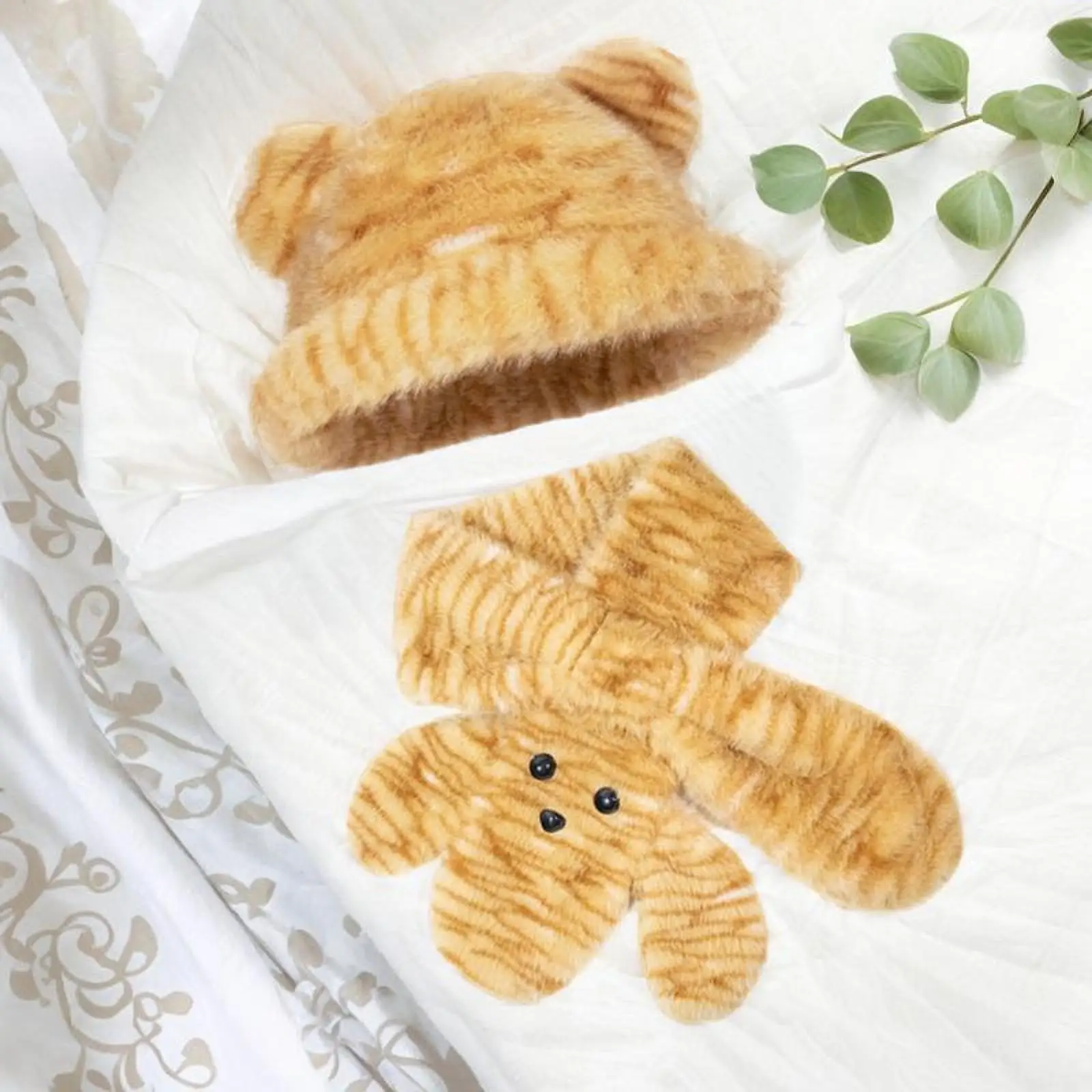 

Шапка и шарф с медвежьими ушками, женская шапка из искусственного меха, зимняя теплая шапка с принтом тигра, шапка для рыбалки, катания на лыжах, прогулок на открытом воздухе, холодной погоды