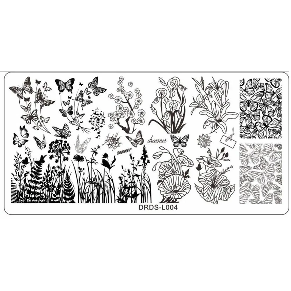 1 pz 12*6cm Nail Art estate fiore timbro timbratura piatti modello di fiore fresco piatti modello di chiodo trasferimento unghie strumento #