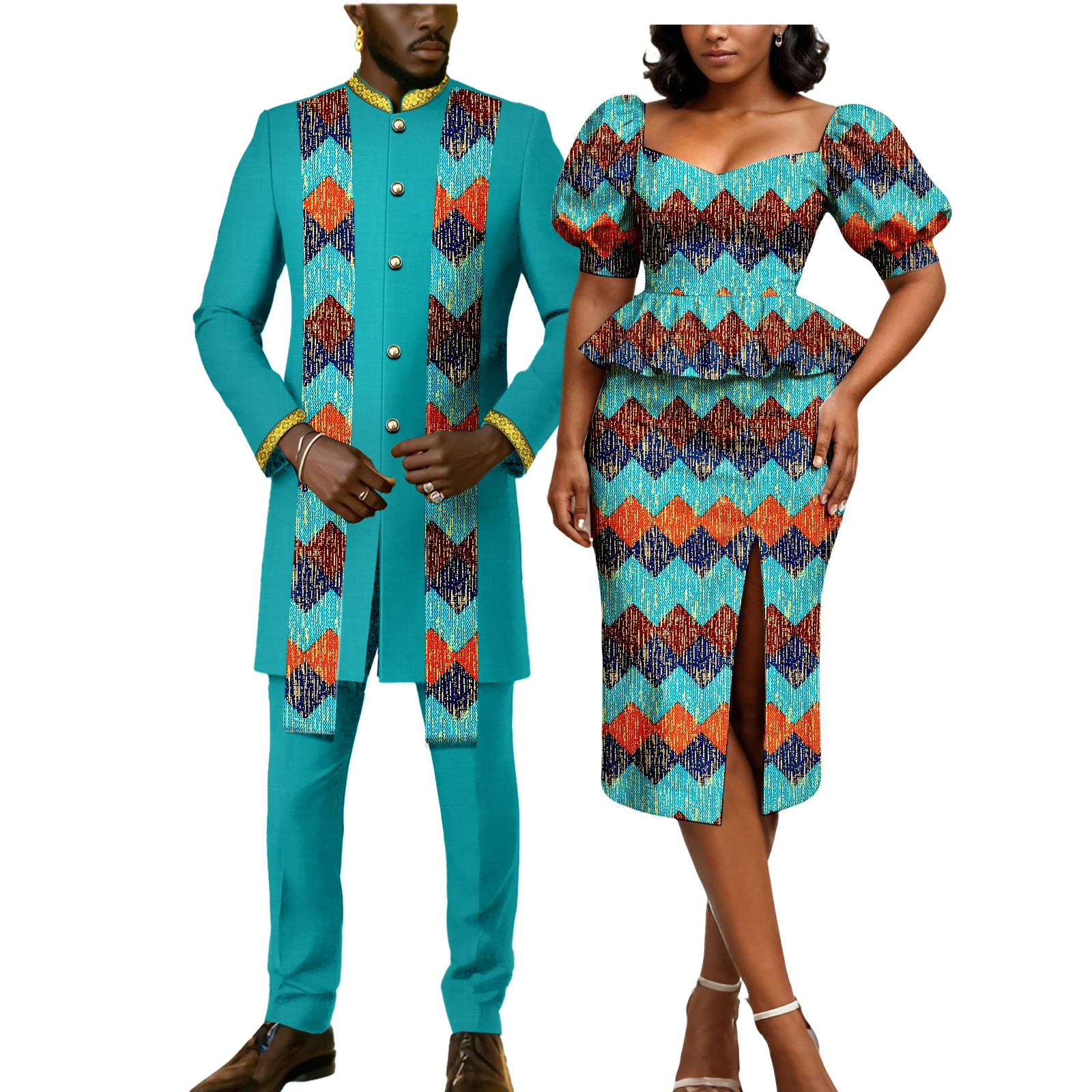 Conjunto de roupas de casal africano combinando feminino ancara roupas formais kente impressão terno ou masculino dashiki outfit jaqueta e calças