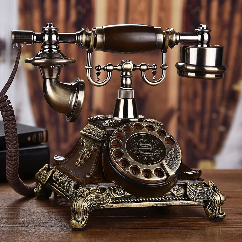 European Style Retro Telephone Landline Home Antique Wireless Card Phone Fashion Creative Old Turntable Decorative Ornaments