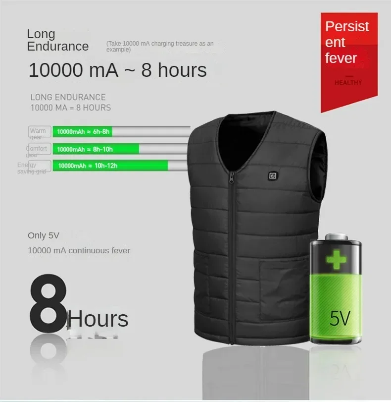 16 Areas Heated Vest Men Women USB Electric Heated Jacket Winter New Smart Heating Clothes Work Waterproof Thick Sleeveless Coat