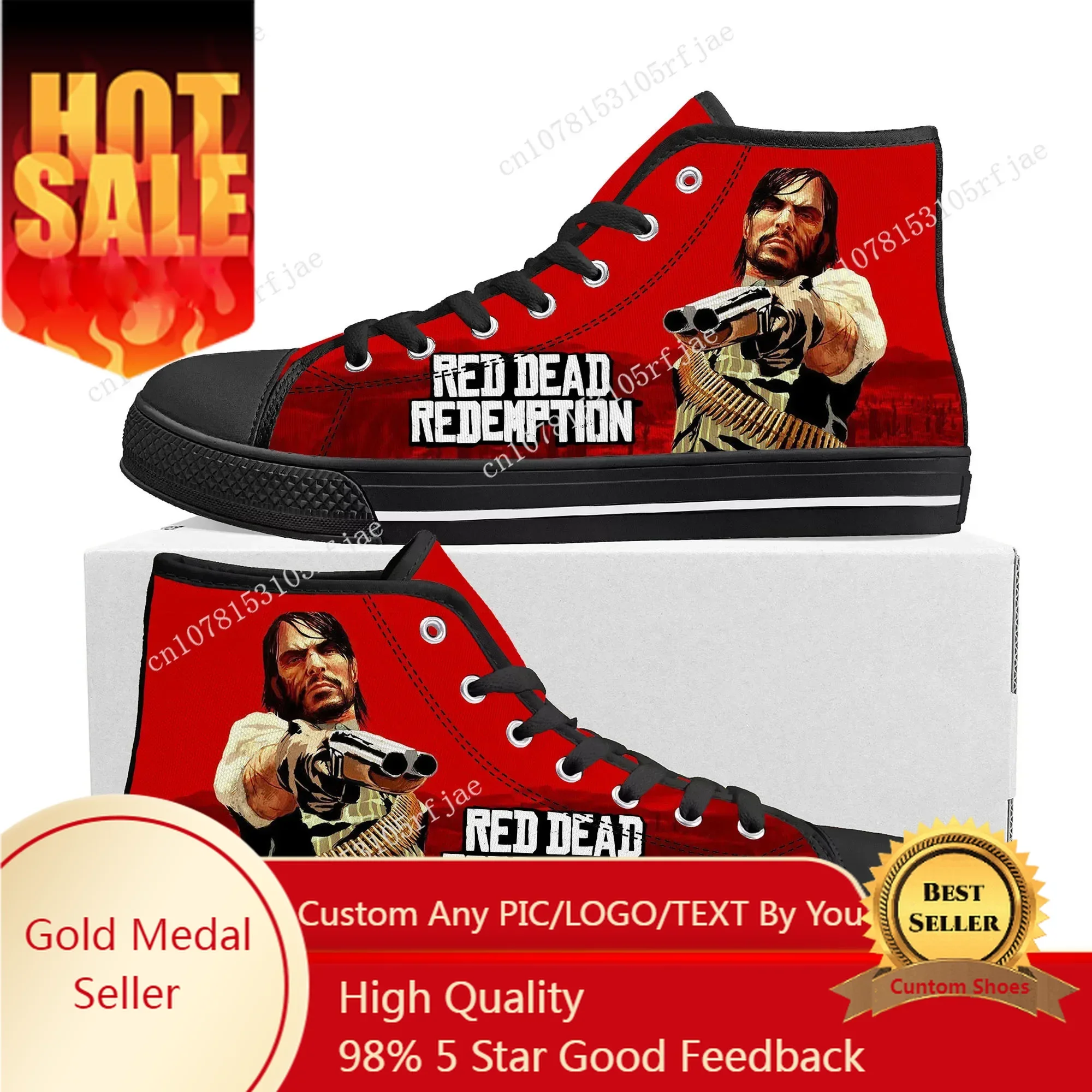 

Video Game Red Dead Redemption High Top Sneakers Mens Womens Teenager High Quality Canvas Sneaker Custom Built Couple Shoes