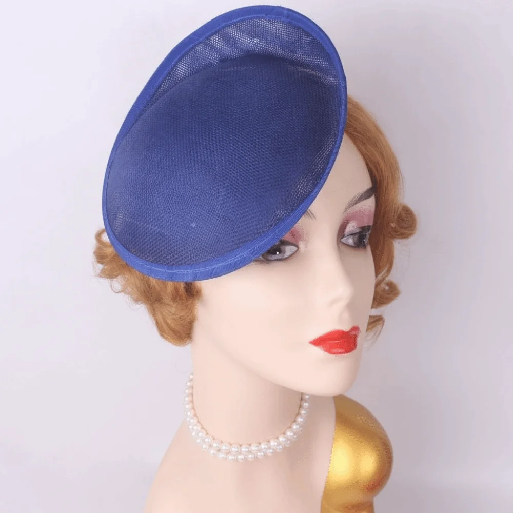 Solid Color Linen Yarn Fascinator Hat Base Wide Brim 20cm Vintage Fascinator Hat Formal Hat 1920s Hair Accessories Mesh Hat Girl