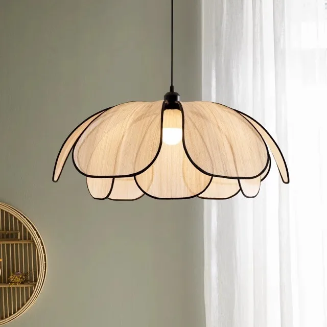 

French Retro with Petals Japanese Style Medieval Artistic Lightness Bedroom Dining Restaurant Table Lamps Chandelier LED Light