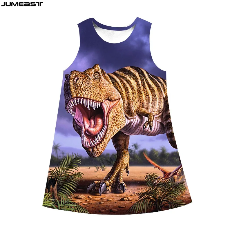 Jumeast Y2k Women 3D Printed Dresses Hip Hop Animal Dinosaur Summer Fashion Sleeveless Dress Suspender Nightdress