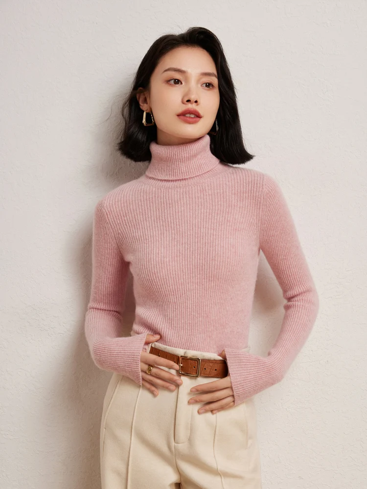 TLOML Autumn Winter Basic Long Sleeve Women 100% Cashmere Sweater Turtleneck Pullover Cashmere Sweater Thick Warm Knitwear Tops