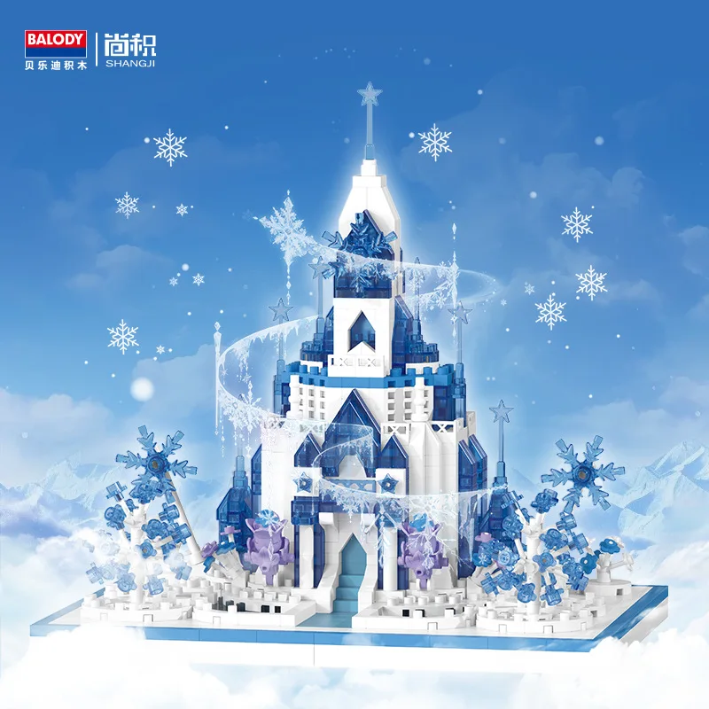 Mini Disney Crystal Frost Citadel Building Blocks 3D Elven Castle Architecture Bricks Model Toys For Kids Christmas Gift 16477