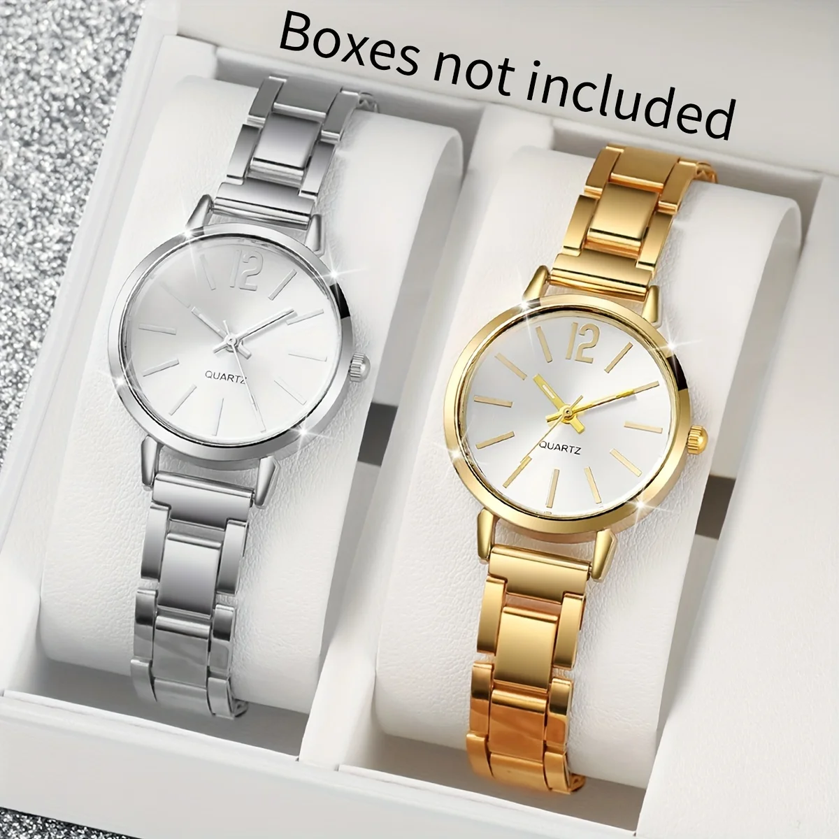 

2pcs Womens Stainless Steel Quartz Watch - Stylish Minimalist Design with Digital Scale - Perfect Gift for Her