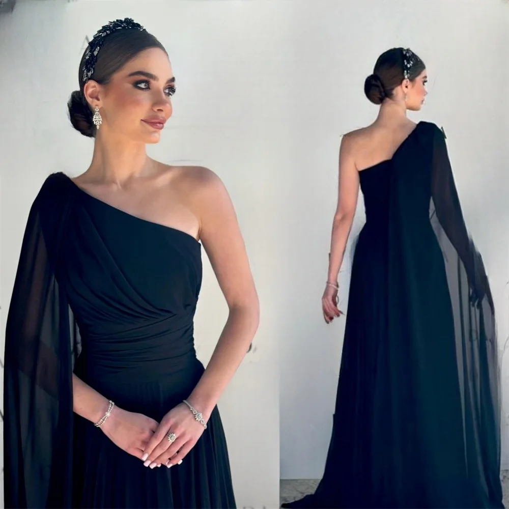 Formal Gown Saudi Arabia Dearin One Shoulder A-line Floor Length Skirts Tulle Bespoke Occasion Dresses Evening Prom Dress