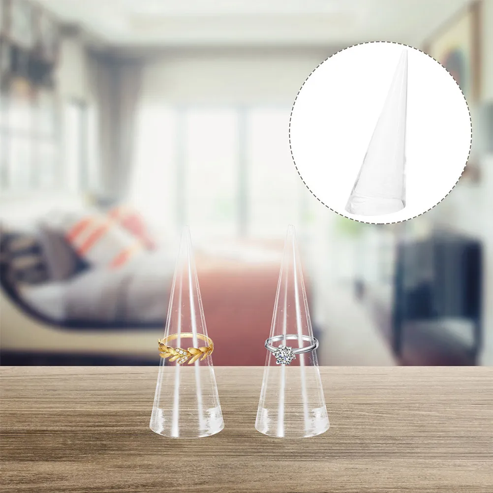 

4Pcs Acrylic Cone Ring Holder Display Rack Acrylic Jewelry Ring Organizer Stand Jewelry Display for Home Store Exhibitions