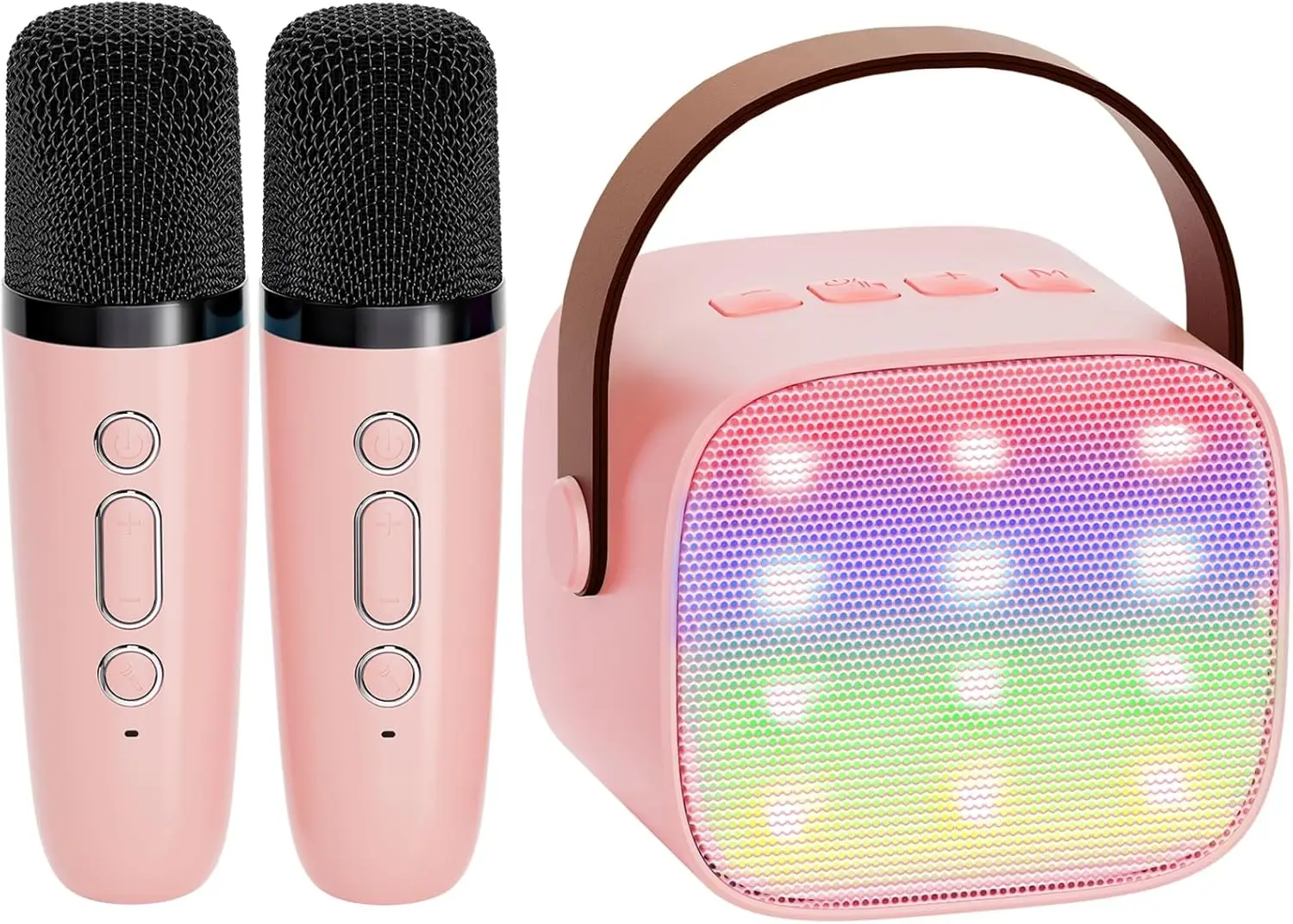 Mini Karaoke Machine for Kids Adults, Portable Bluetooth Speaker with 2 Wireless Microphones, Birthday Gifts Toys