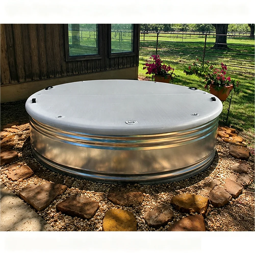Custom portable round inflatable pvc drop stitch pool cover - large insulated outdoor water storage pool for home use