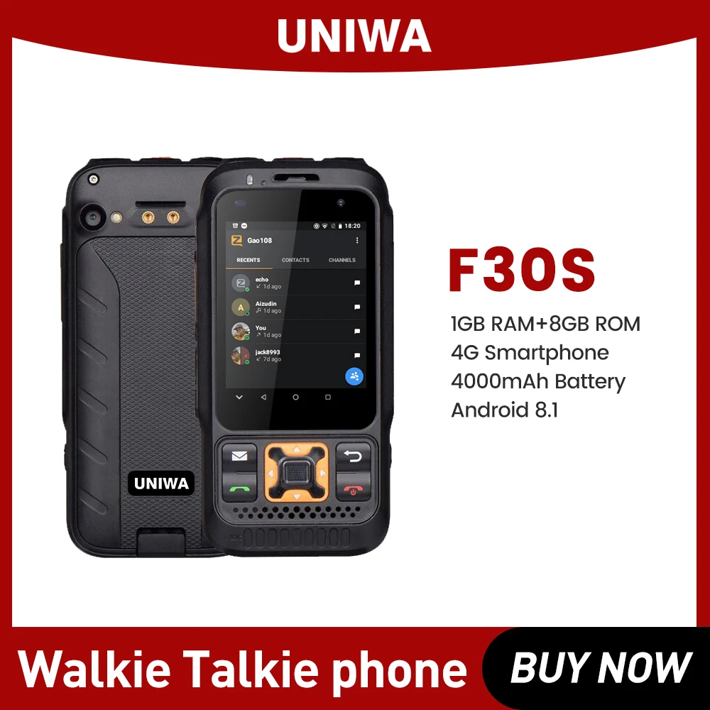 Рация UNIWA F30S с двумя камерами, четырёхъядерный процессор, ОЗУ 1 ГБ, ПЗУ 8 ГБ, Android 8,1