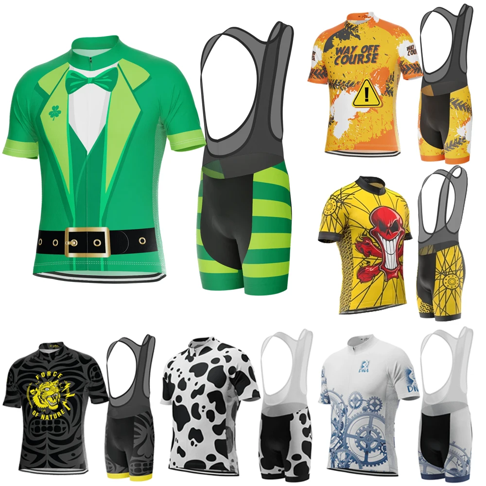 Conjunto de Roupa de Ciclismo para Equipes, Camiseta de Ciclismo Masculina, Manga Curta, Calças com Suspensório, Roupa de Bicicleta MTB, Vestuário Esportivo de Verão