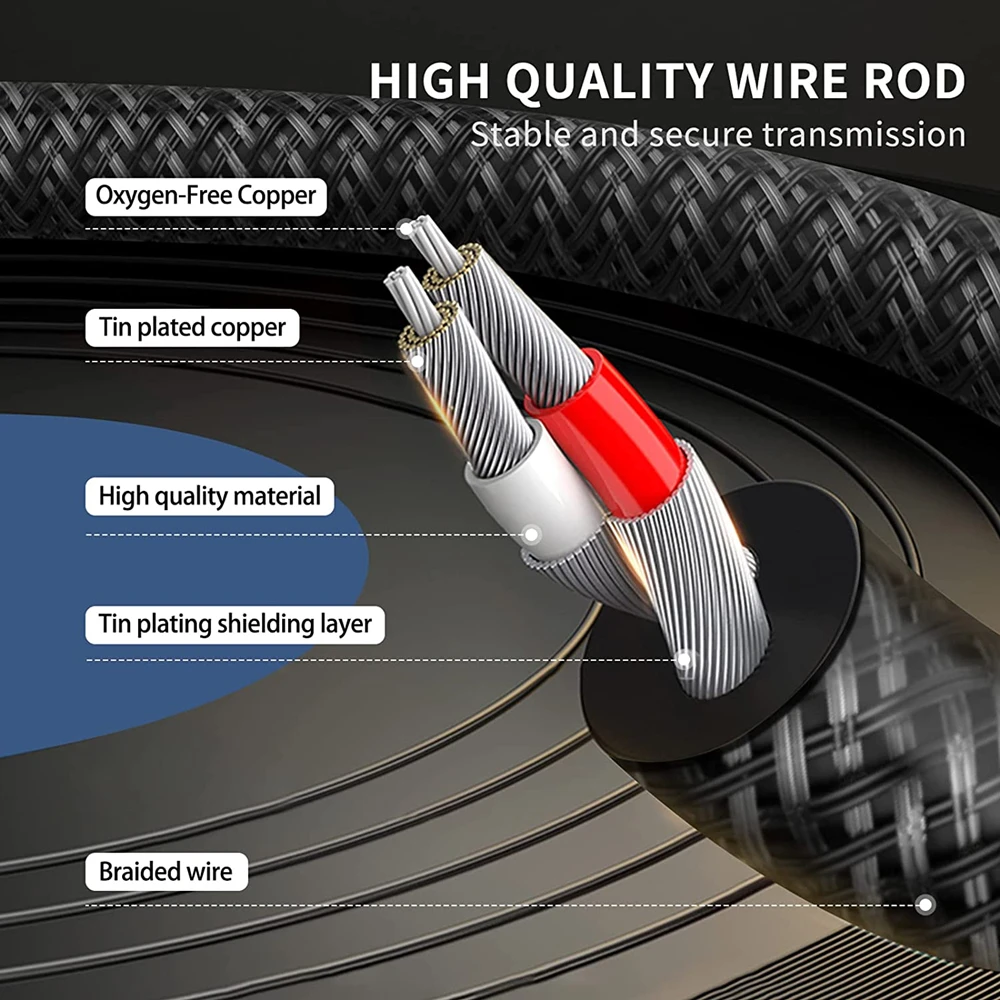 6.35mm Male To Dual RCA Male Splitter Cable Excellent Sound 1/4 Inch Male TRS Stereo Plug To RCA Male Cable Easy Connection