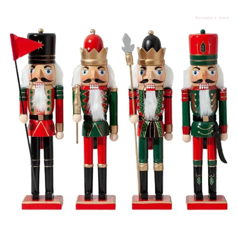 

38cm Bearer Nutcracker King Soldier Wooden Figurine Toy Christmas Decor for Shelves Tables Holiday New Year Gift