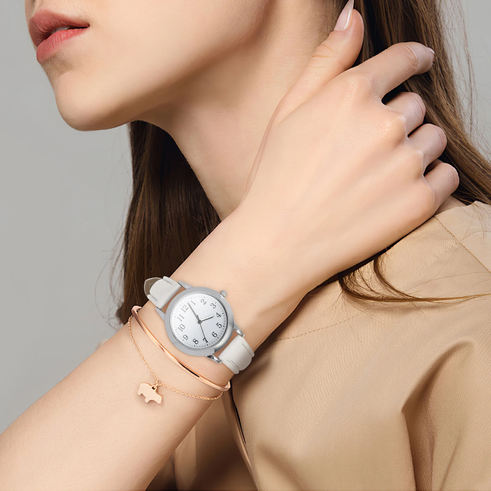 

Splash Waterproof Belt Watch Ladies Elegant Quartz Watches Adjustable for Women Miss Wristwatch