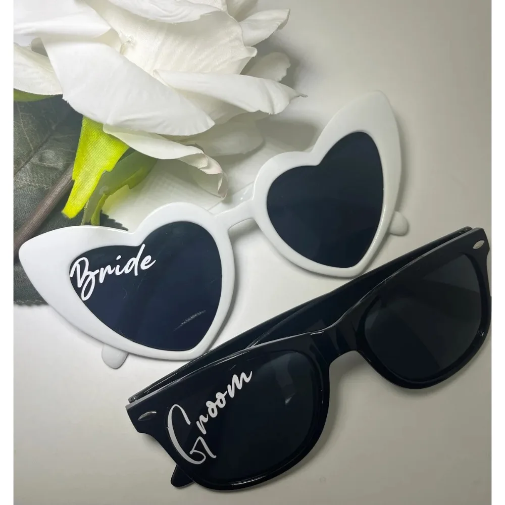 Herzförmige Sonnenbrille für Braut und Bräutigam, Braut-Accessoires, Hochzeitsdekoration, Ideen und Zubehör für die Junggesellinnenparty, alles für die Hochzeit. – Detail 3