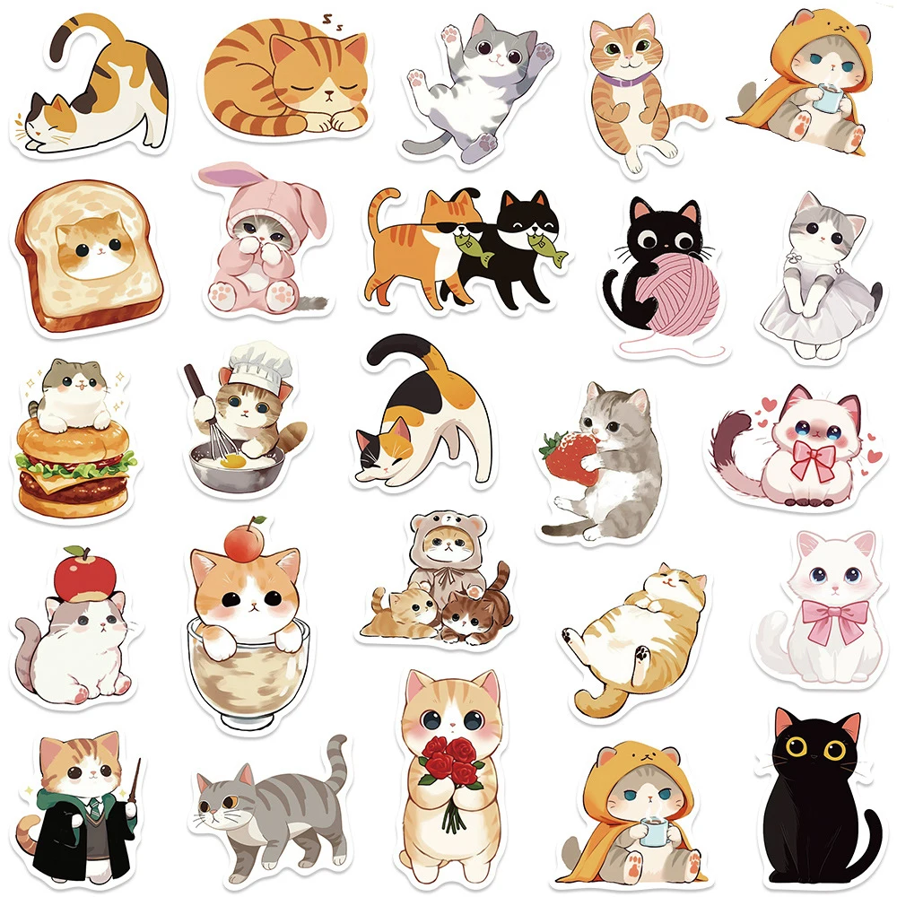 

10/30/50pcs Funny Cute Cat Cartoon Stickers Waterproof Graffiti DIY Water Bottle Phone Anime Kawaii Anime Graffiti Decals Toys