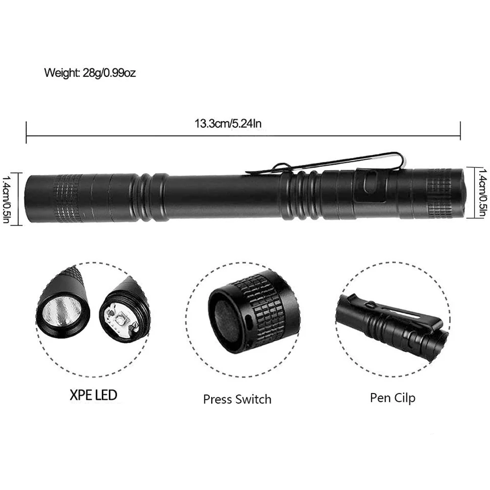 New Portable Mini flashlight Pen Light Flashlight LED Pocket Waterproof AAA Battrey Small Penholder For Hunting Repair Camping