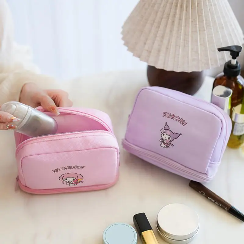 

Sanrio Hello Kitty Cosmetic Bag Miniso Anime Cartoon Cute Kuromi Kawaii Coin Purse Fashion Storage Bag Girl&Child Holiday Gifts