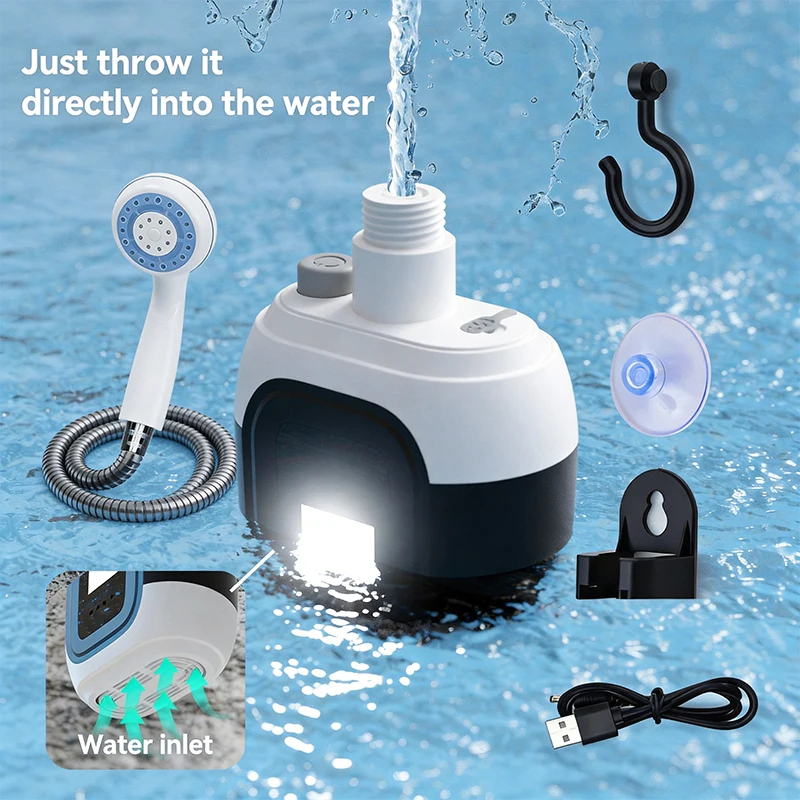 

Shower Pump Portable Booster Pumps Outdoor USB Rechargeable Electric Shower Pump for Camping Car Washing Gardening Pet Cleaning